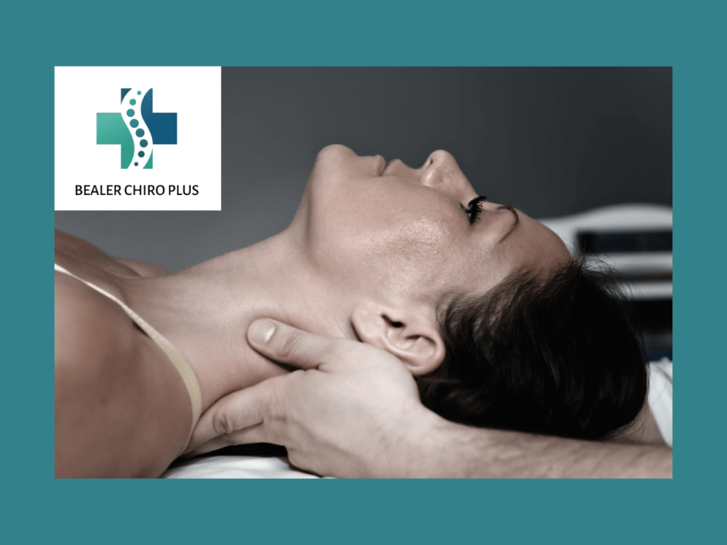 woman getting chiropractic adjustment to neck