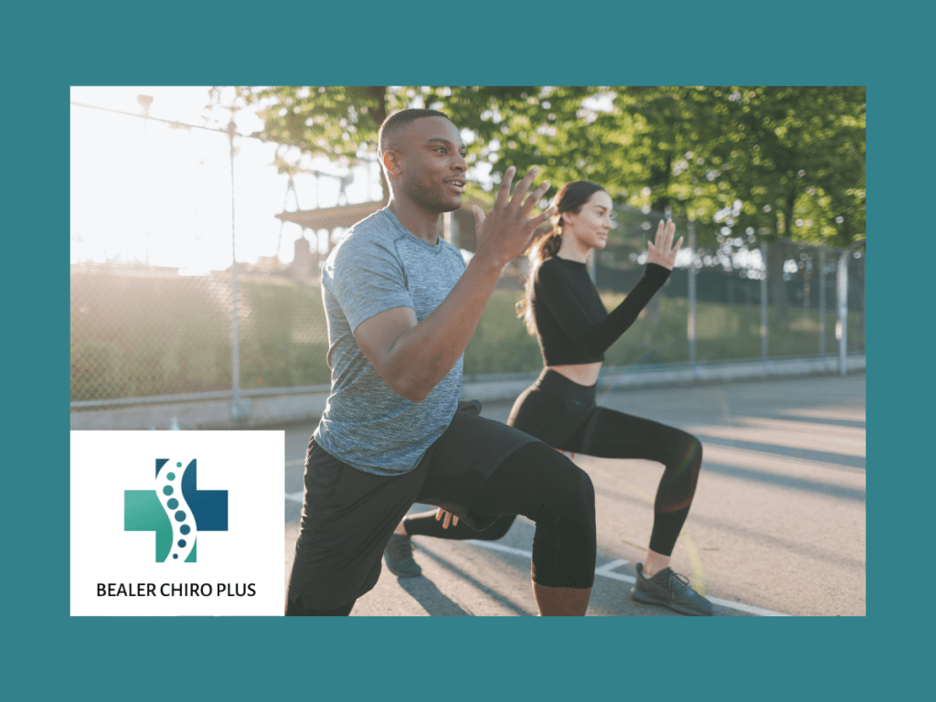 man and woman exercising in park
